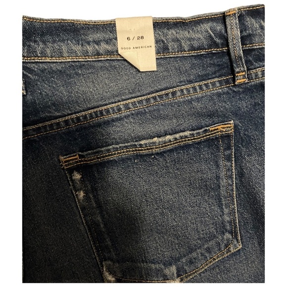 NWT GOOD AMERICAN GOOD 90s DENIM SHORTS FRAYED HEM HI RISE SOME STRETCH - Picture 11 of 14